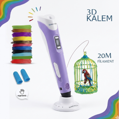 Çok Renkli  3D Kalem (+20 Metre Flament)